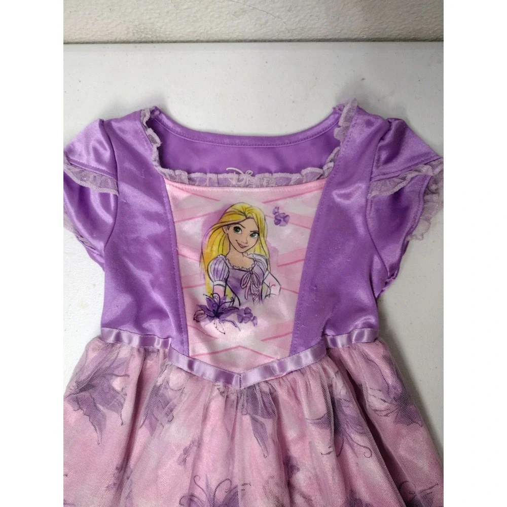 Disney Princess Rapunzel Nightgown Girls Size 3T Purple Pink Floral Mesh Dress
